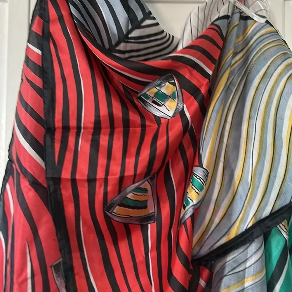 Vintage Golden Camel Nautical Theme 100% Silk Scarf
